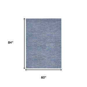 5' X 7' Blue And Gray Indoor Outdoor Area Rug