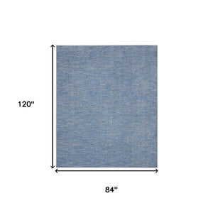 7' X 10' Blue And Gray Indoor Outdoor Area Rug