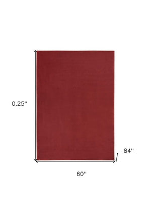 5' X 7' Brick Red Stain Resistant Indoor Outdoor Area Rug