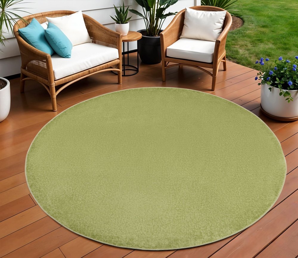8' X 8' Green Round Indoor Outdoor Area Rug