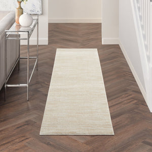 8' Beige And Ivory Indoor Outdoor Runner Rug