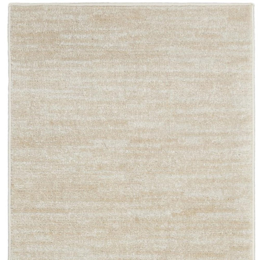 8' Beige And Ivory Indoor Outdoor Runner Rug