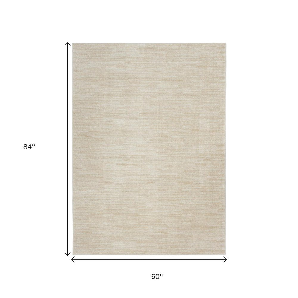 5' X 7' Beige And Ivory Indoor Outdoor Area Rug