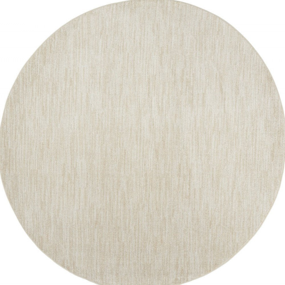 8' X 8' Beige And Ivory Round Indoor Outdoor Area Rug