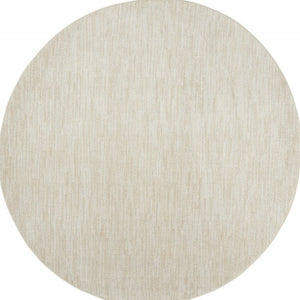 8' X 8' Beige And Ivory Round Indoor Outdoor Area Rug