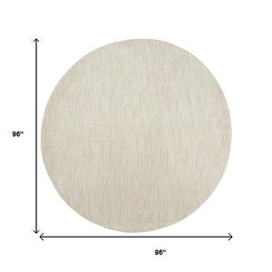 8' X 8' Beige And Ivory Round Indoor Outdoor Area Rug