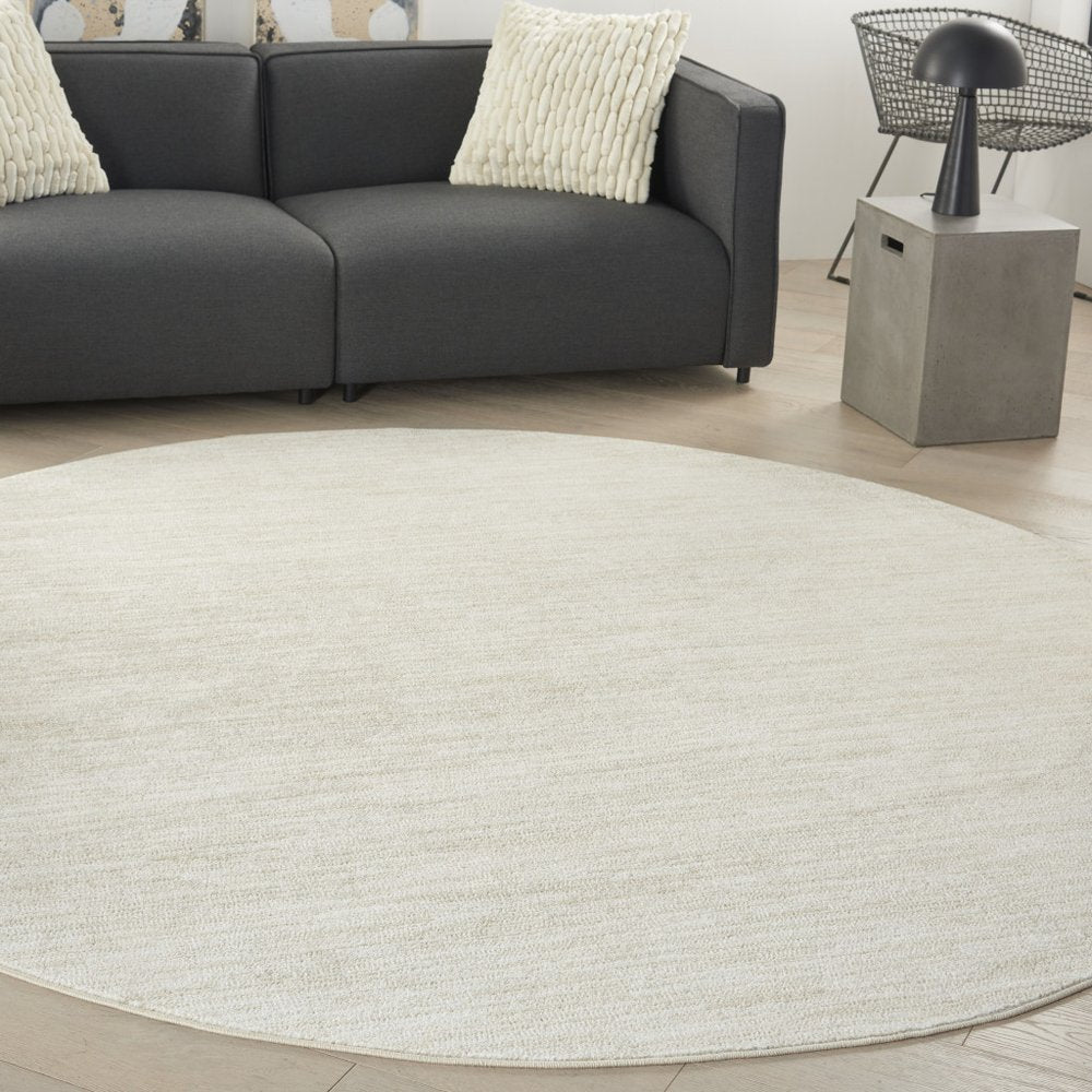 8' X 8' Beige And Ivory Round Indoor Outdoor Area Rug