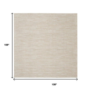9' Beige And Ivory Square Indoor Outdoor Area Rug