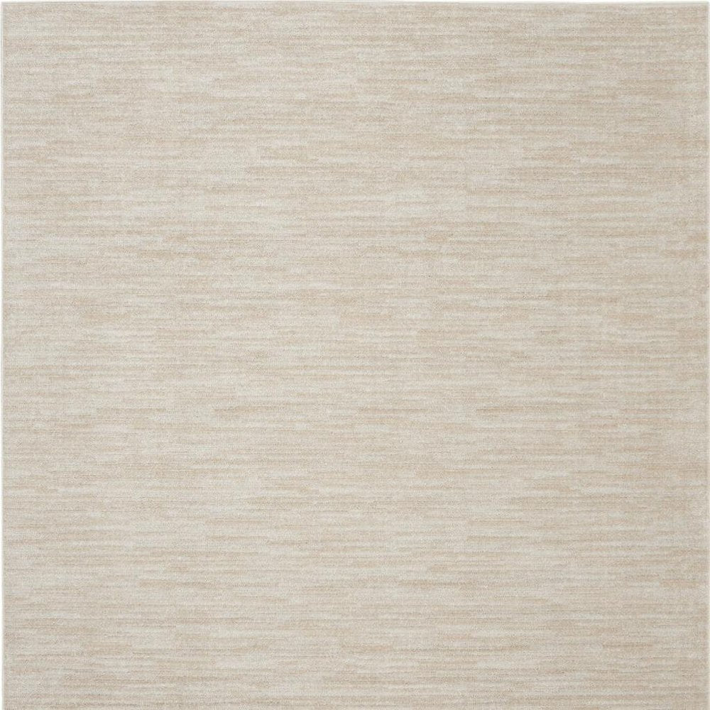 9' Beige And Ivory Square Indoor Outdoor Area Rug