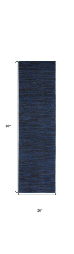 8' Midnight Blue Indoor Outdoor Runner Rug