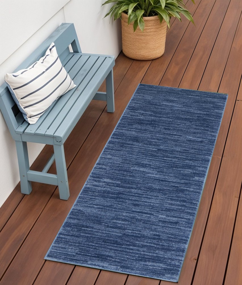 6' Navy Blue Indoor Outdoor Runner Rug