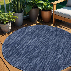 4' Blue Round Indoor Outdoor Area Rug
