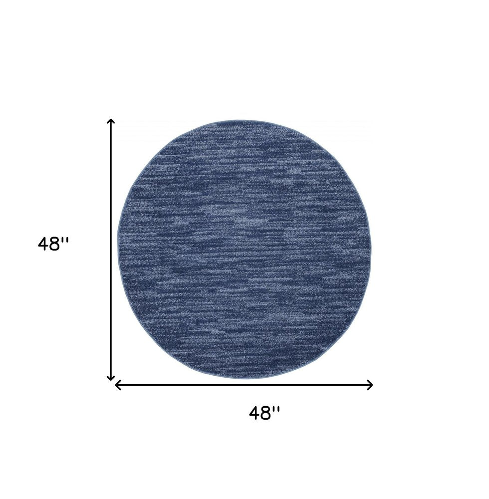 4' Blue Round Indoor Outdoor Area Rug