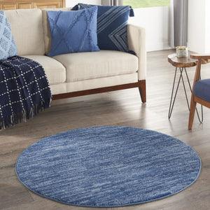 4' Blue Round Indoor Outdoor Area Rug