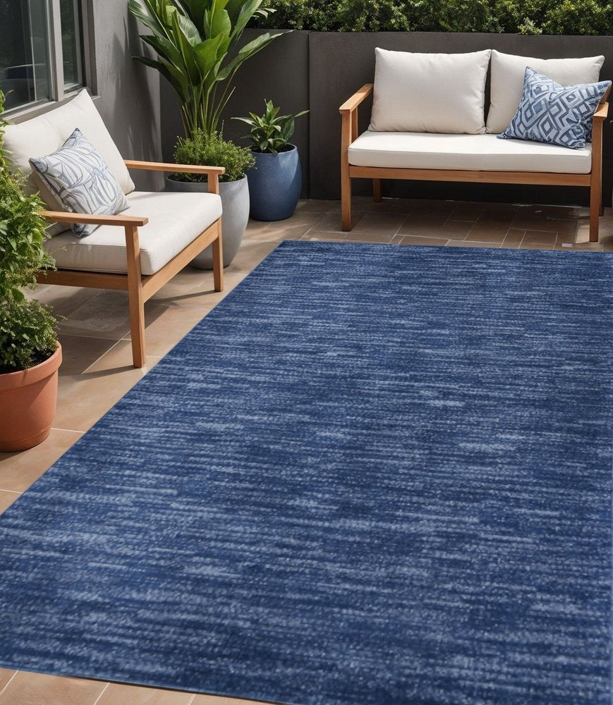 5' X 7' Blue Indoor Outdoor Area Rug