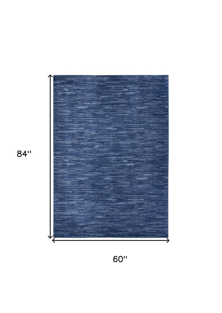 5' X 7' Blue Indoor Outdoor Area Rug