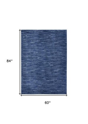 5' X 7' Blue Indoor Outdoor Area Rug