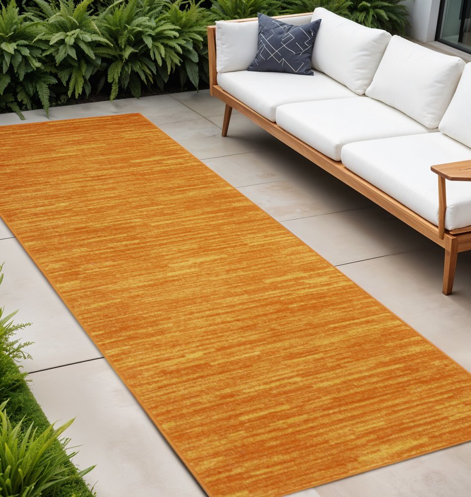 10' Orange Indoor Outdoor Runner Rug