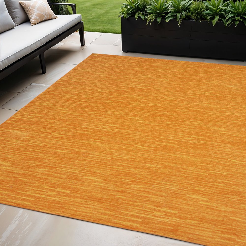 5' X 7' Orange Indoor Outdoor Area Rug