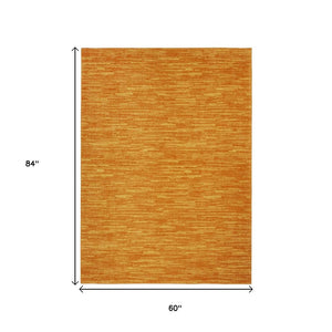 5' X 7' Orange Indoor Outdoor Area Rug