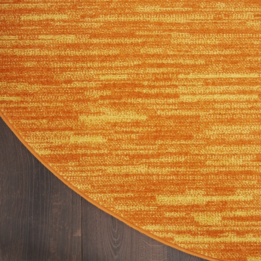 8' X 8' Orange Round Indoor Outdoor Area Rug