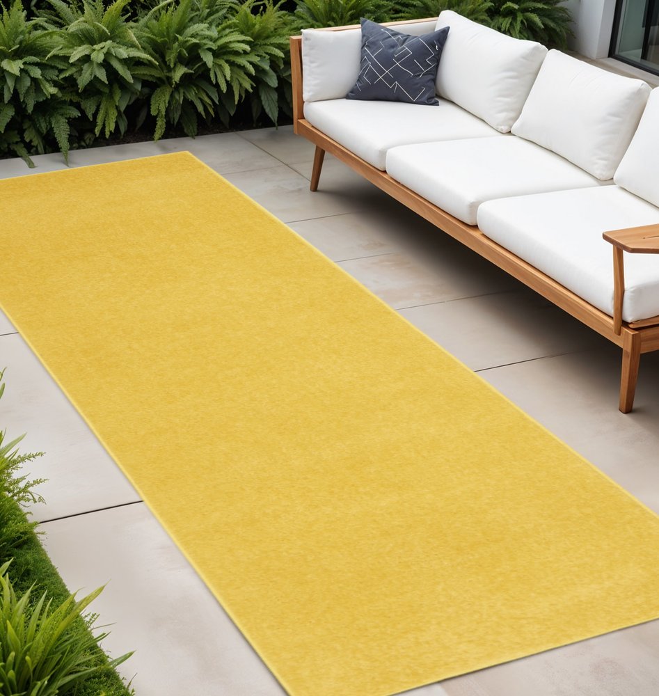 8' Yellow Indoor Outdoor Runner Rug