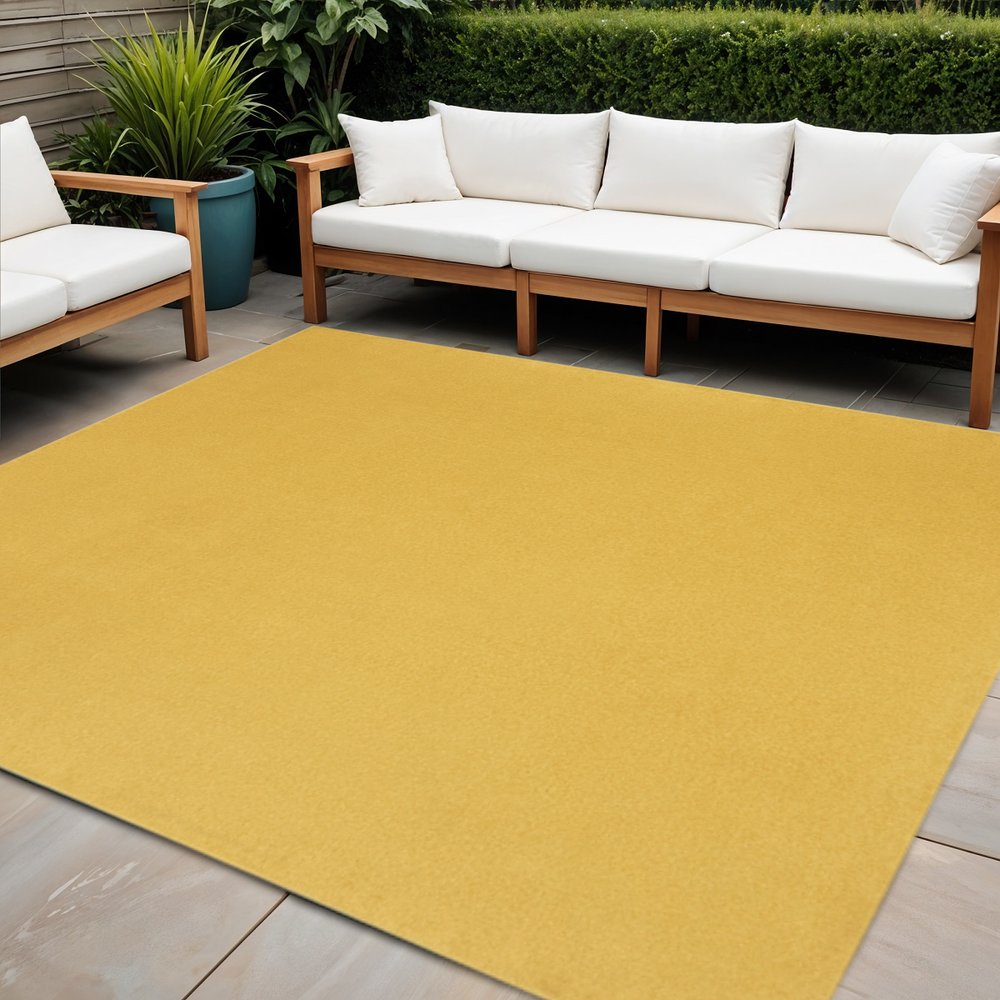 7' Yellow Square Indoor Outdoor Area Rug