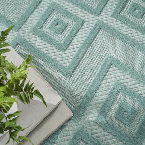 5' X 7' Aqua Indoor Outdoor Area Rug