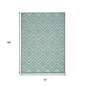 6' X 9' Aqua Indoor Outdoor Area Rug