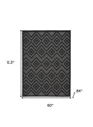 5' X 7' Charcoal Indoor Outdoor Area Rug