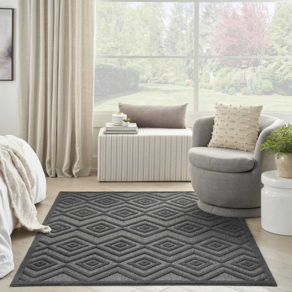 5' X 7' Charcoal Indoor Outdoor Area Rug