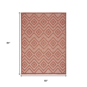 5' X 7' Coral Indoor Outdoor Area Rug