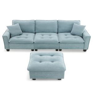 Modern Convertible Sectional L Shaped Reversible Couch Set With Free Pillows 4 Seat Suede Sleeper Sofa With Ottoman by Couch.com