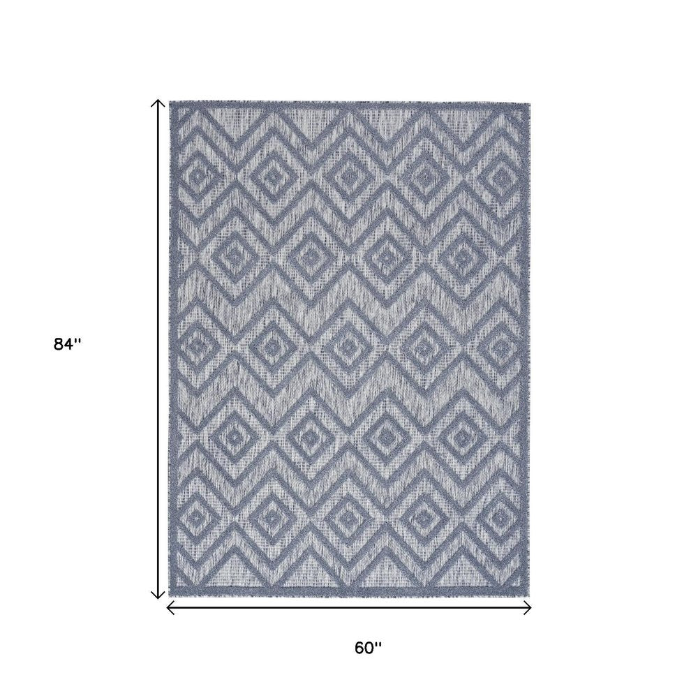 5' X 7' Denim Blue Indoor Outdoor Area Rug