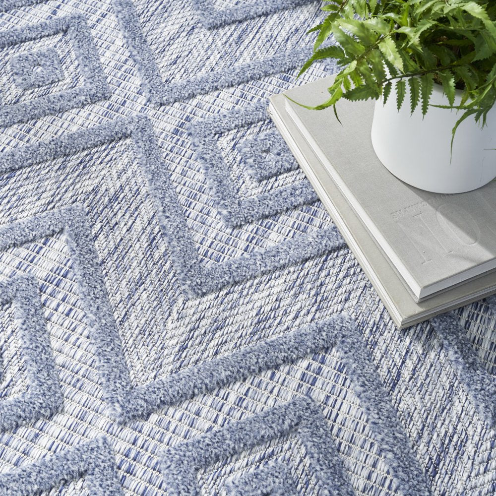 5' X 7' Denim Blue Indoor Outdoor Area Rug