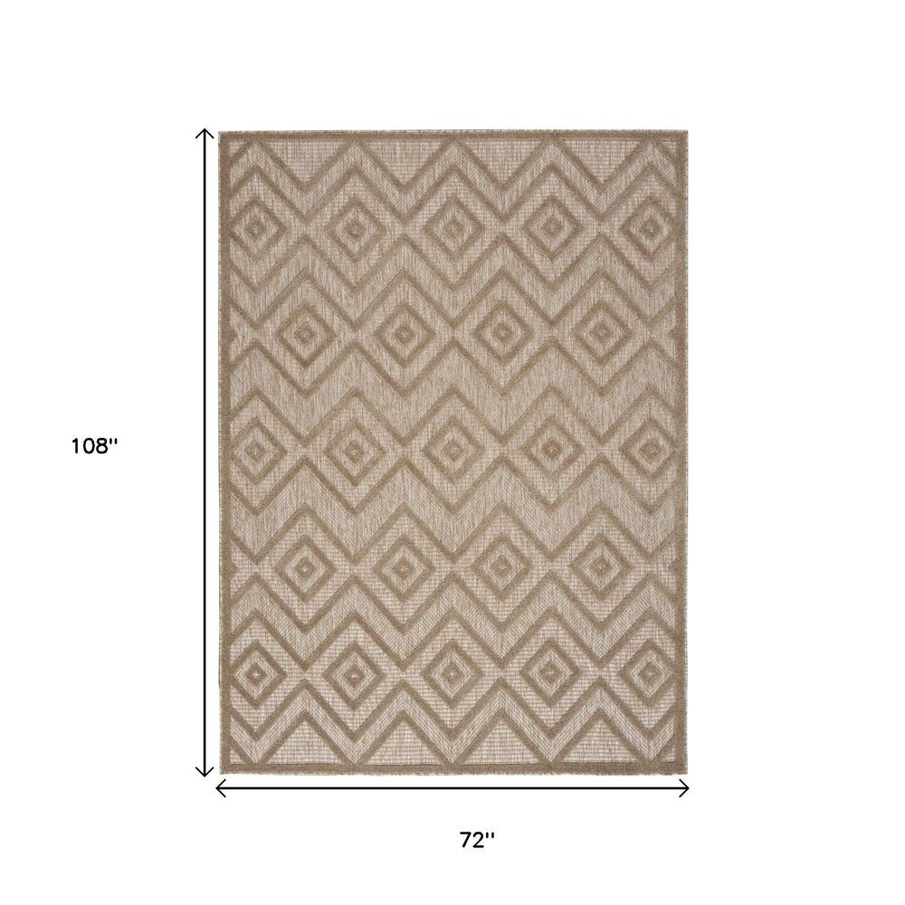 6' X 9' Beige Indoor Outdoor Area Rug