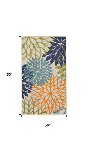3' X 5' Cream Indoor Outdoor Area Rug