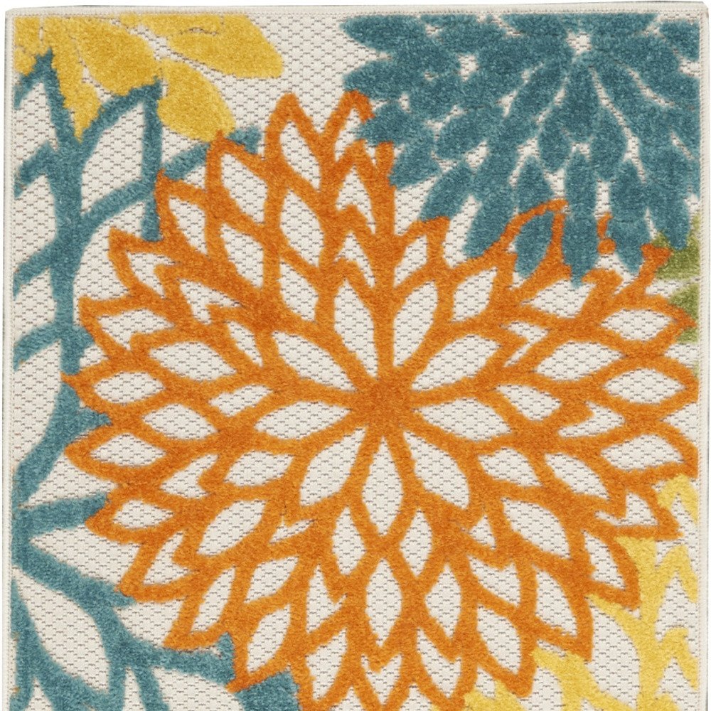 6' Blue And Yellow Indoor Outdoor Runner Rug
