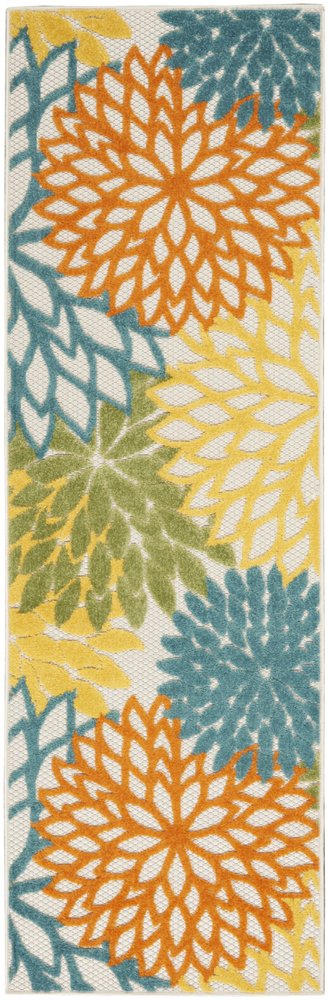 6' Blue And Yellow Indoor Outdoor Runner Rug