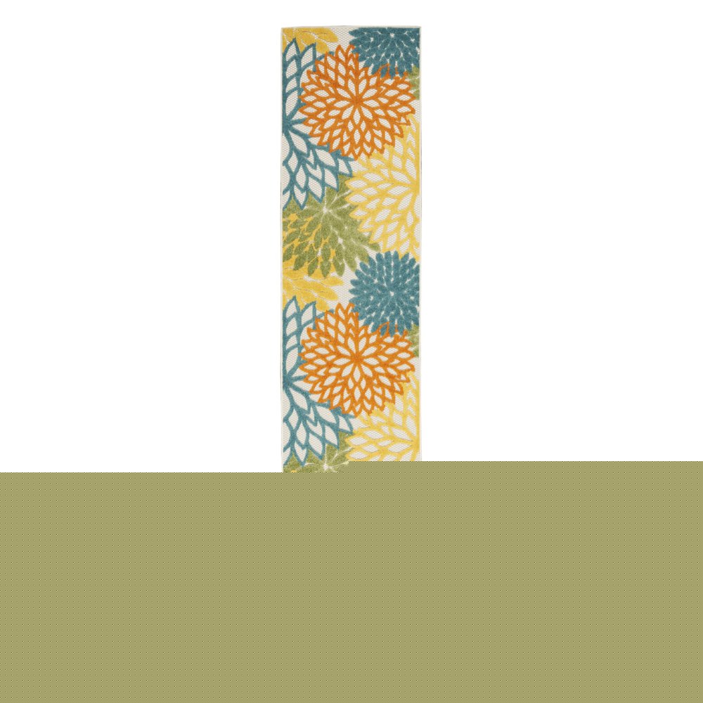 10' Turquoise Indoor Outdoor Runner Rug
