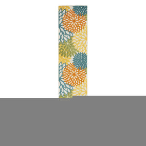 10' Turquoise Indoor Outdoor Runner Rug