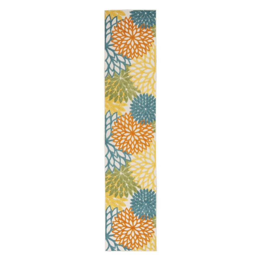 10' Turquoise Indoor Outdoor Runner Rug