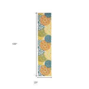 10' Turquoise Indoor Outdoor Runner Rug