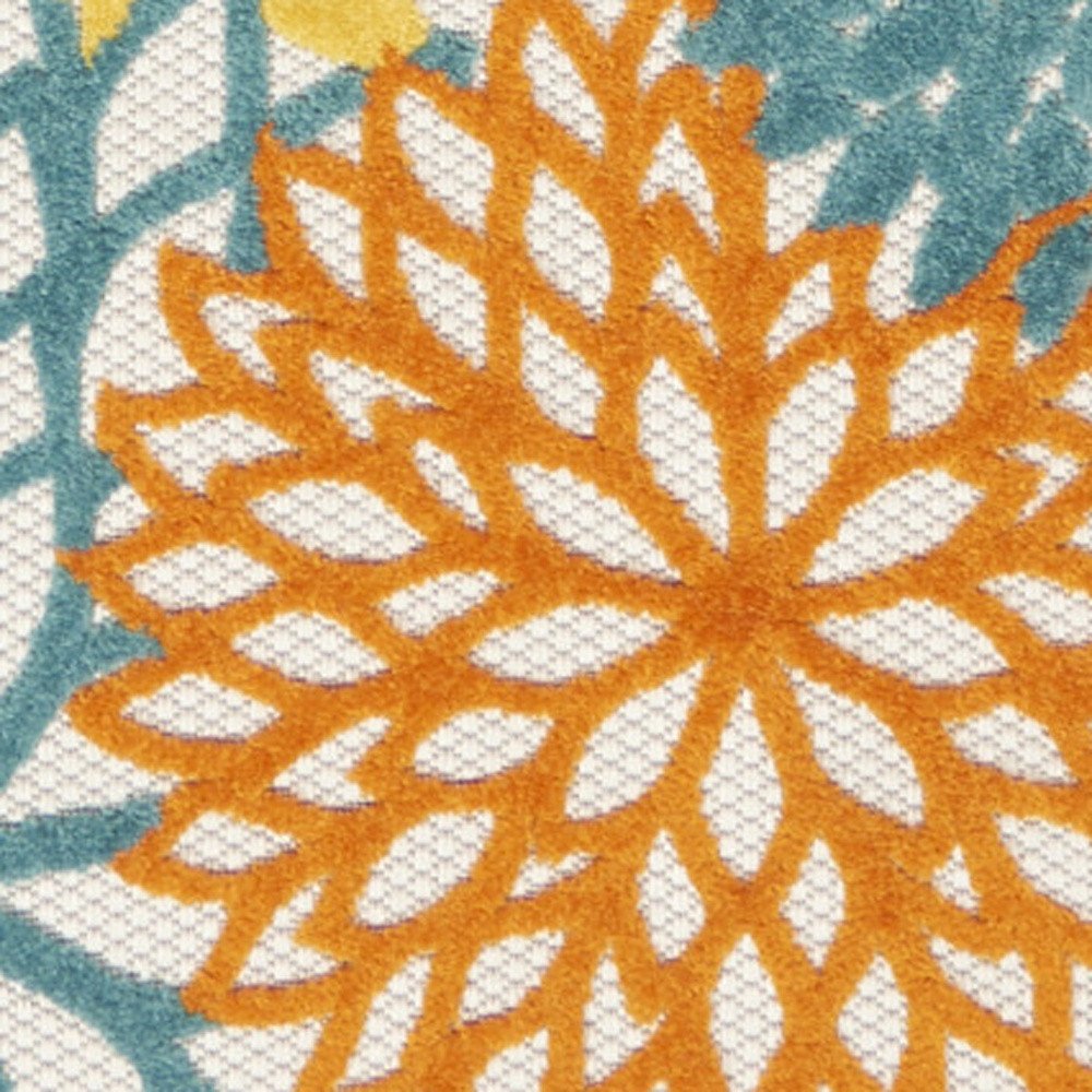 10' Turquoise Indoor Outdoor Runner Rug