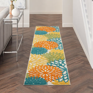 10' Turquoise Indoor Outdoor Runner Rug