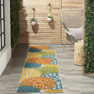 10' Turquoise Indoor Outdoor Runner Rug