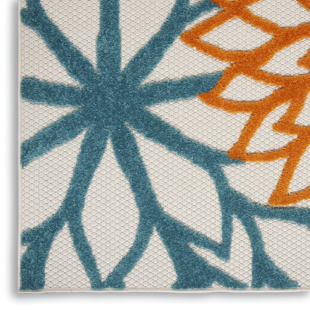 12' Turquoise Indoor Outdoor Runner Rug