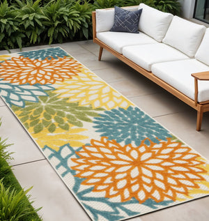 8' Turquoise Indoor Outdoor Runner Rug