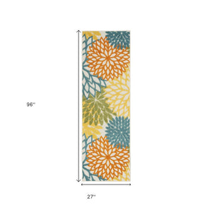 8' Turquoise Indoor Outdoor Runner Rug