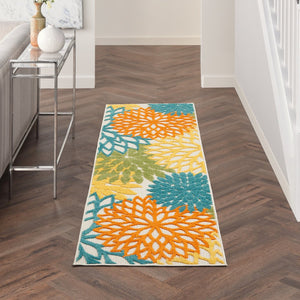 8' Turquoise Indoor Outdoor Runner Rug